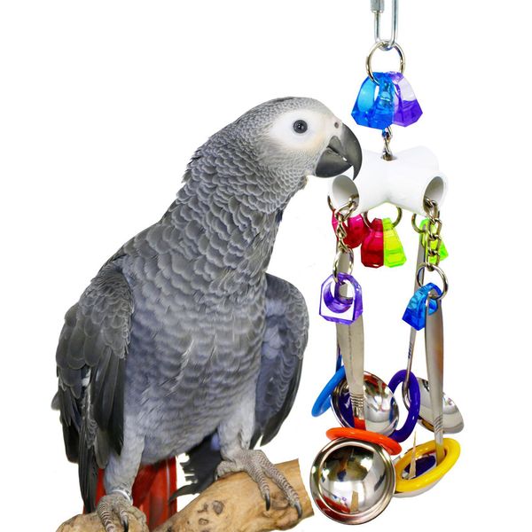 

bird toys swing parrot cage spoon bell hanging climb pet parrot toys cockatiel parakeet bird bites chew wholesale