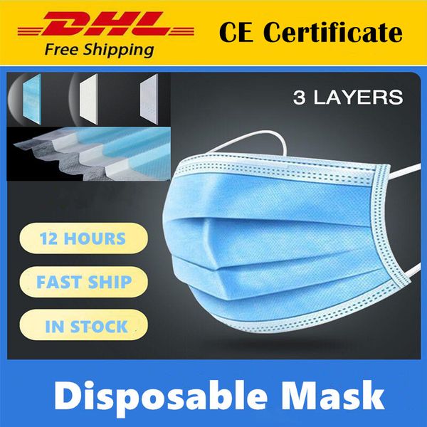 

CE Certificate mascherine Disposable Face Masks Thick 3-Layer masque protecti with Earloops Salon Home Use Comfortable dust-proof Mask