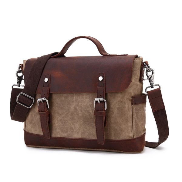 

canvas with leather messenger bag waterproof canvas shoulder bag durable men satchel