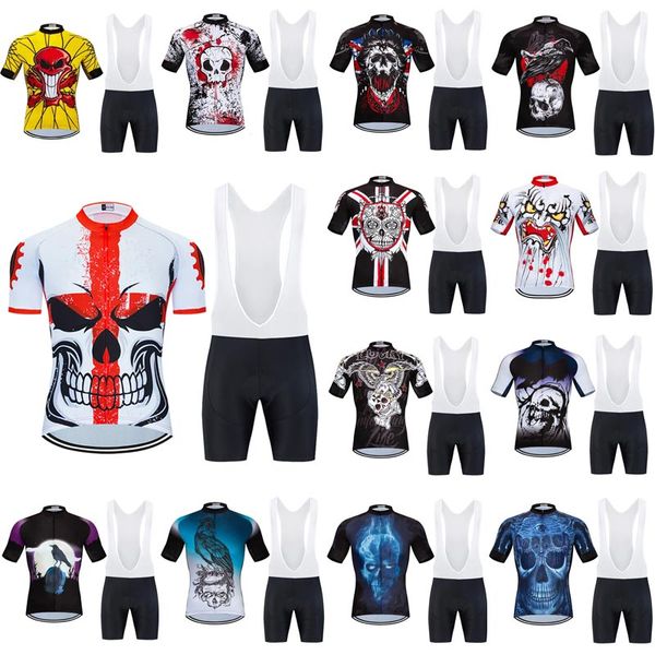 

moxilyn skull cycling jersey set summer bicycle clothing maillot ropa ciclismo hombre mtb bike clothes sportswear cycling set, Black;blue