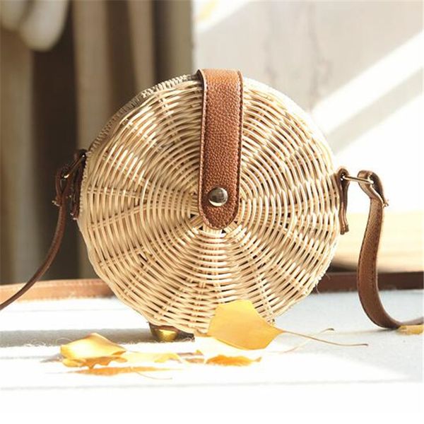 

square round mulit style straw bag handbags women summer rattan bag handmade woven beach circle bohemia handbag new fashion