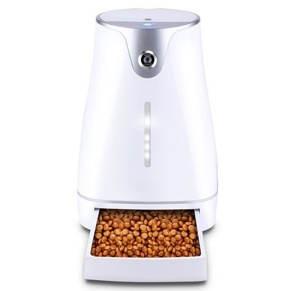 

auto smart feeder,dog cat pet care device with camera timer voice video recorder wifi remote enabled app for iphone and android