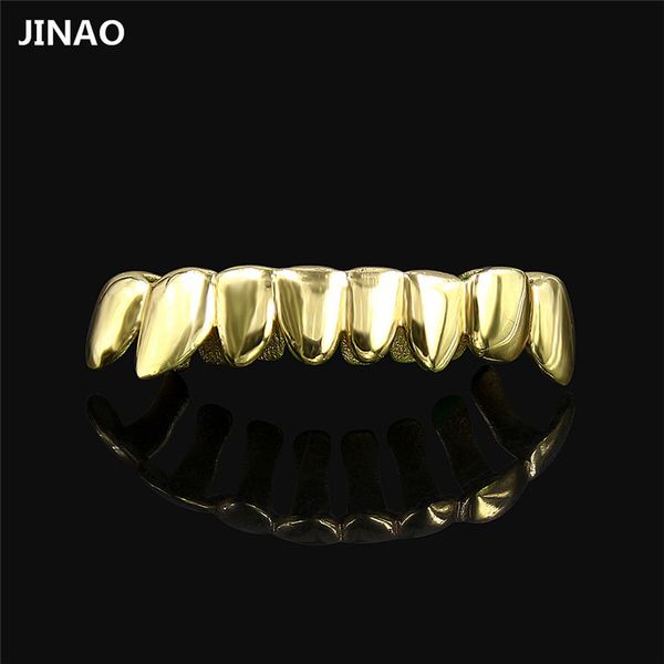 

hip-hop irregular 8 golden tooth set 24k gold electroplate original binding packing, Black