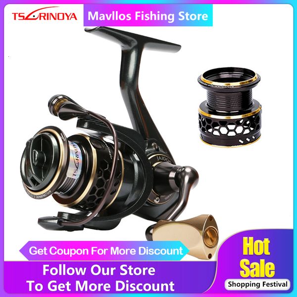 

tsurinoya jaguar 1000 2000 3000 9+1bb fishing spinning reel carp saltwater fishing reel spinning metal handle 2 spool reels coil