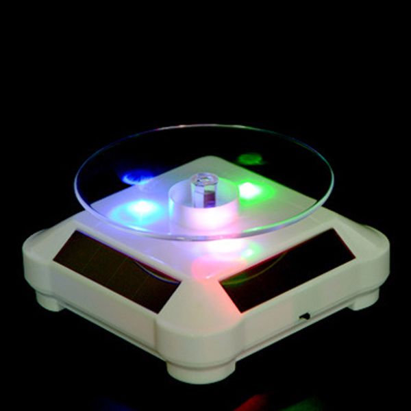 

led light solar jewelry display stand 360 rotating showcase necklace bracelet watch ring show turntable fs99, Pink;blue