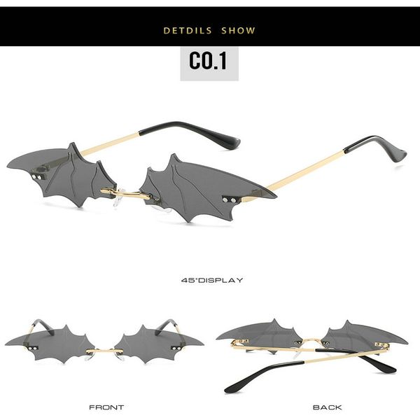 

bat оправы очки мода женщины солнцезащитные очки ретро rimless крылья ангела истинную фильм солнцезащитные очки uv400 для женщин perspective