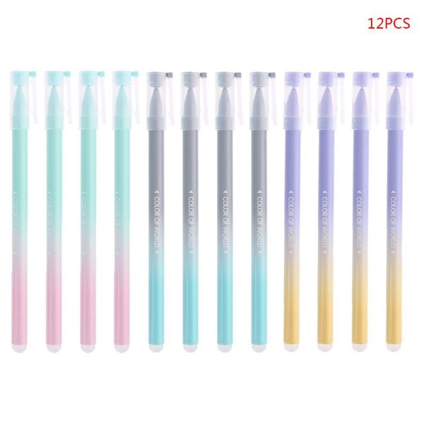 

12 pcs luxury erasable 0.5mm gel pen blue ink slim ballpoint writing tool supply