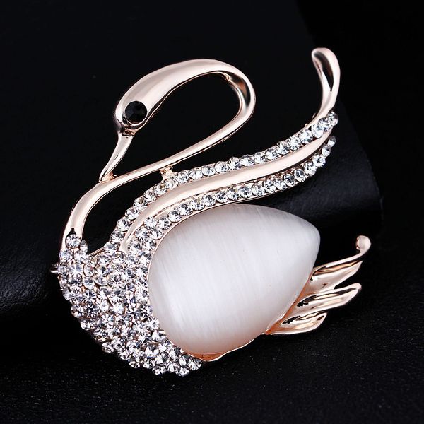 

a cat's-eye rhinestone alloy swan brooch pin brooch clothing accessories, Gray