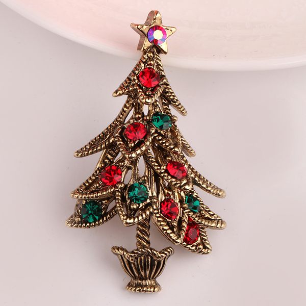 

8 styles christmas tree rhinestones brooch pins collar clip accessories jewelry brooches new year gifts for women girls, Gray