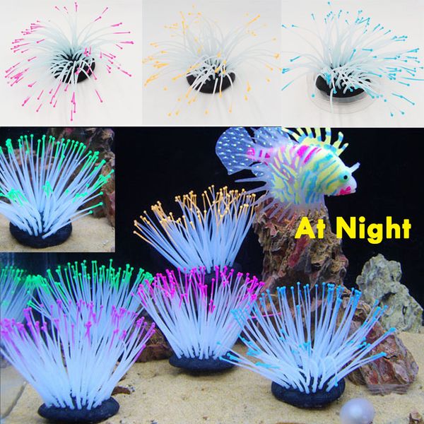 

glowing effect artificial sea anemone fish tank aquarium plant decoration submarine underwater ornament