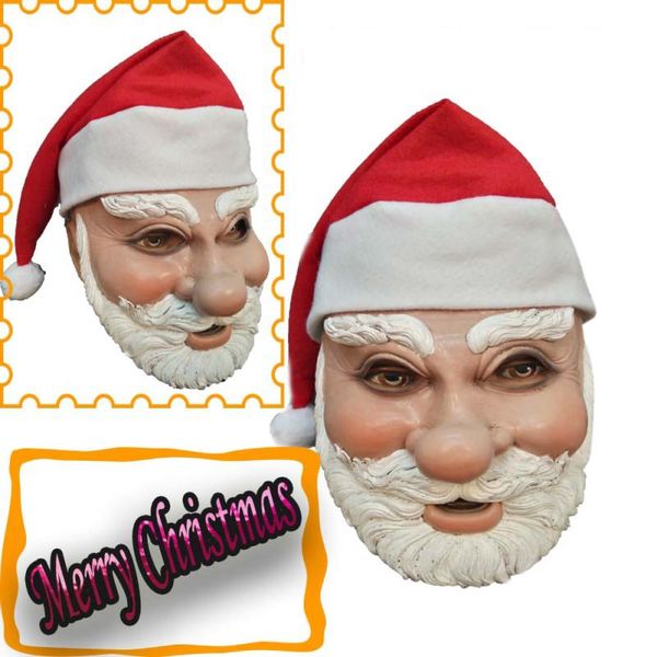 

merry christmas creative latex mask outdoor ornamen cute santa claus costume masquerade wig beard dress cosplay mask