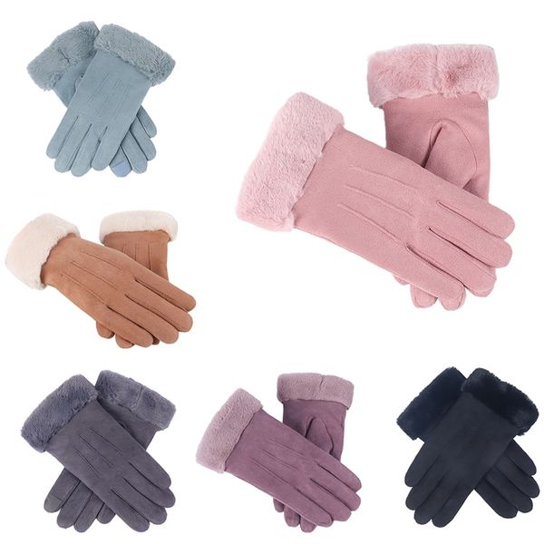 

fashion women gloves autumn winter cute furry warm mitts full finger mittens women outdoor sport female gloves screen