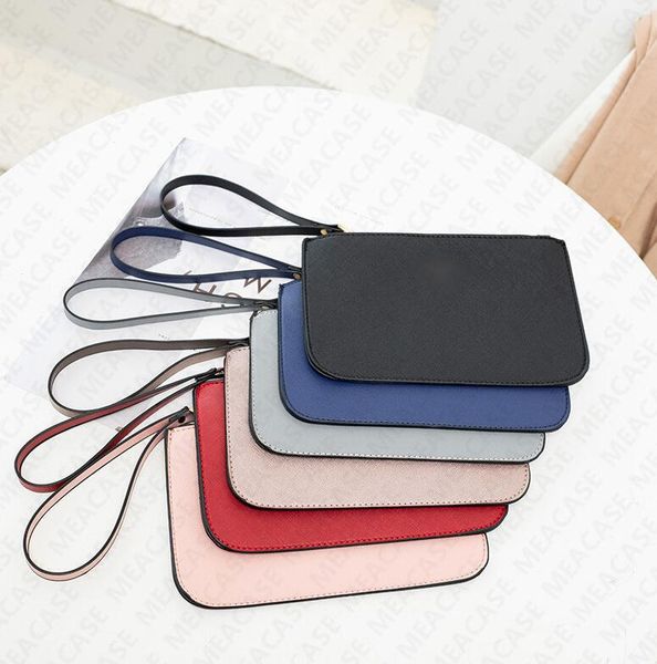 

pu leather women's ks wallet wristlet zipper purse mini clutch bag outdoor luxury credit card money bags trendy coin purse handbag d721, White