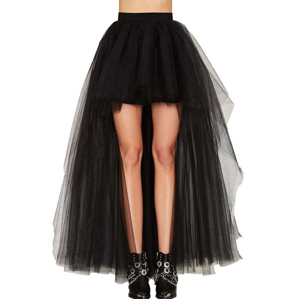 Schwarzes High-Low-Heimkehrkleid, halber Körperrock, Übergröße, dreilagiges Netz, kurzes Cocktailkleid, neuer Stil, sexy Frauenrock, nach Maß