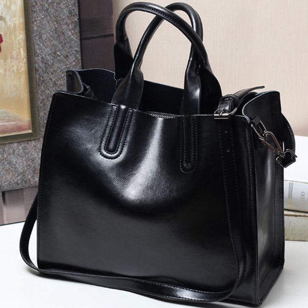 

vintage women genuine leather handbags casual ladies black shoulder purse crossbody messenger bags female diaper large bag