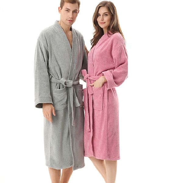

2019five-star l winter pure cotton bathrobes sleepwear robes long-sleeve absorbent terry bathrobe comfortable pijamas, Black;red