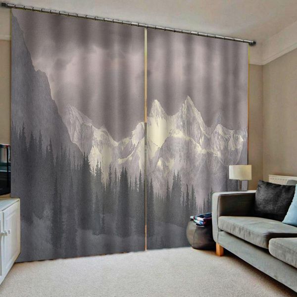 

grey curtains landscape nature scenery curtain mountain p blackout window drapes luxury modern living room curtains