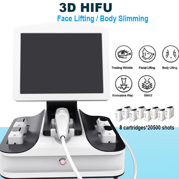 

3d hifu body and face portable hifu wrinkle removal skin tightening machine ultrasound machine 2d hifu face lightening treatment with 8 tips