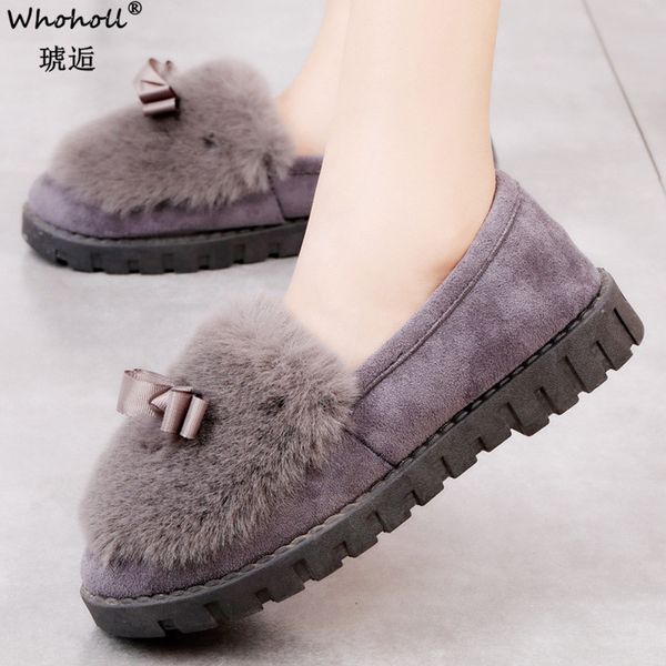 

women's slippers fur slides for female soft suede antiskid warm home shoes woman men winter slippers chaussure homme, Black