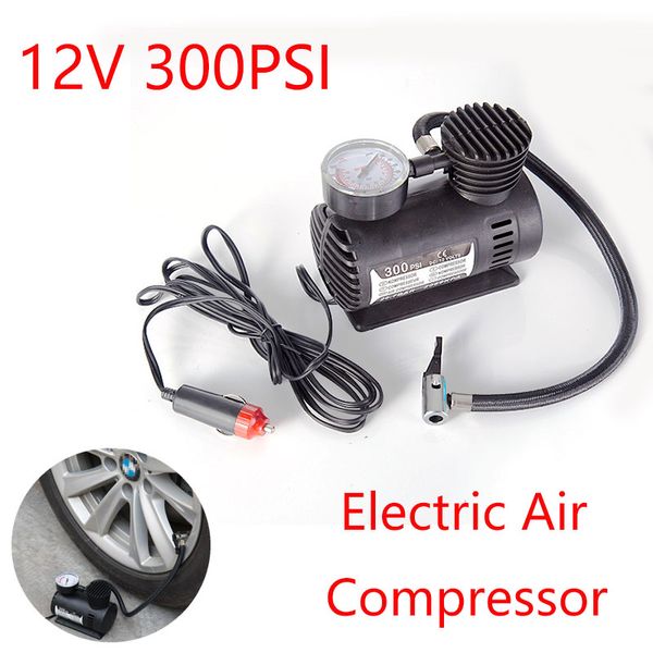 

12v 300psi car auto portable mini electric air compressor kit for ball bicycle minicar tire inflator pump car access nr-shipping