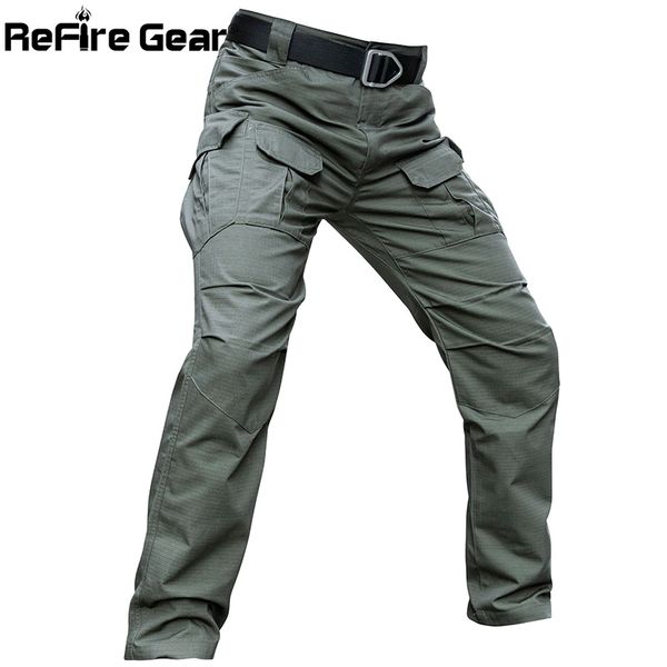 

повторном запуске шестерня мужские тактические брюки мульти карманы камуфляж армии боевой брюки-карго брюки рипстоп дропшиппинг, Black