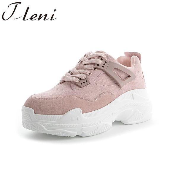 

tleni spring/autumn women shoes suede leather sneakers lace-up flat platform shoes warm plush winter running 35-40 zk-43