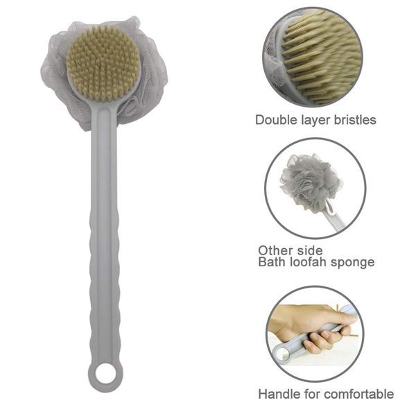 

back scrubber,back exfoliator with 2-in-1 loofah sponge mesh bristles body brush and back brush other bath toilet supplies