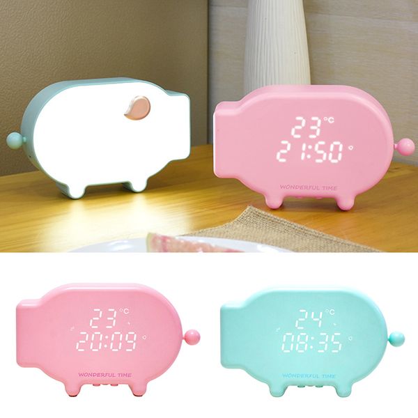 

cartoon alarm clock luminous alarm clock night light child led voice control family bedroom classroom multifunction lovely