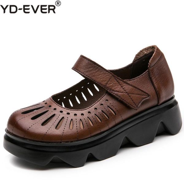 

women flat platform sandal 2020 summer genuine leather thick sole ladies shoe sandals women summer retro handmade sandal, Black