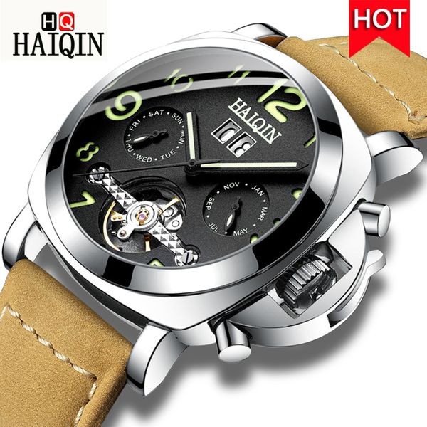 

мужские/мужские часы с автоподзаводом/механические/элитные часы мужские haiqin спорт водонепроницаемый наручные часы мужчины reloj хомбре, Slivery;brown