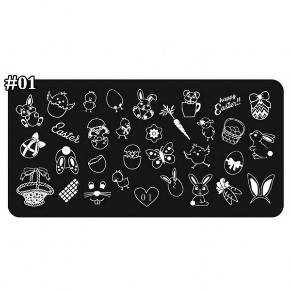 

1pcs mixed design nail art stamping plates rectangle cartoon image template plates stainless steel diy manicure stamp tools tx01, White