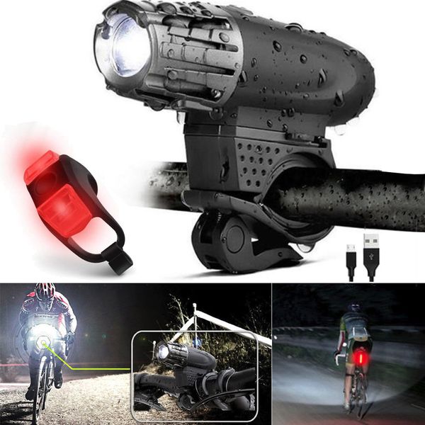 

usb rechargeable bike light front handlebar cycling led light battery torch headlight bicycle accessories