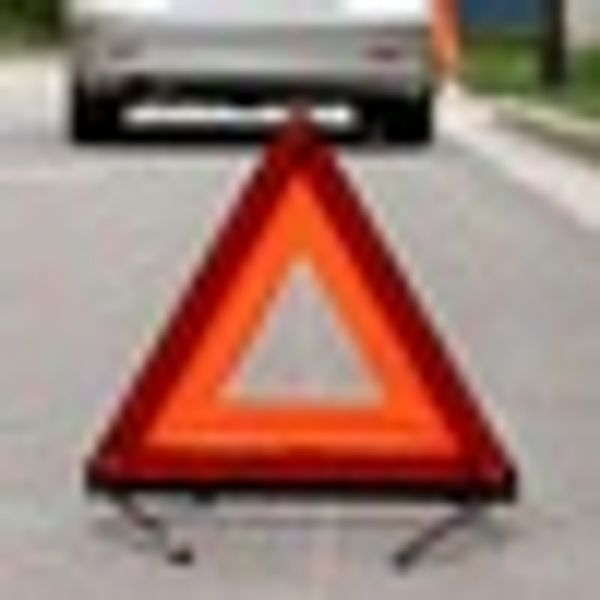 

car emergency breakdown warning triangle red reflective safety hazard car tripod folded ssign reflector