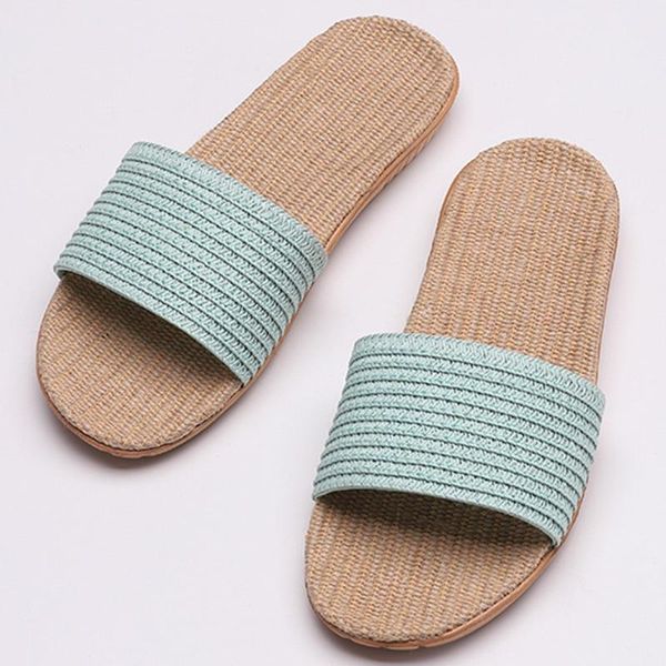 

women indoort slippers summer linen home shoes ladies comfort flip flops shoes women flat sandals non-slip casual slippers, Black