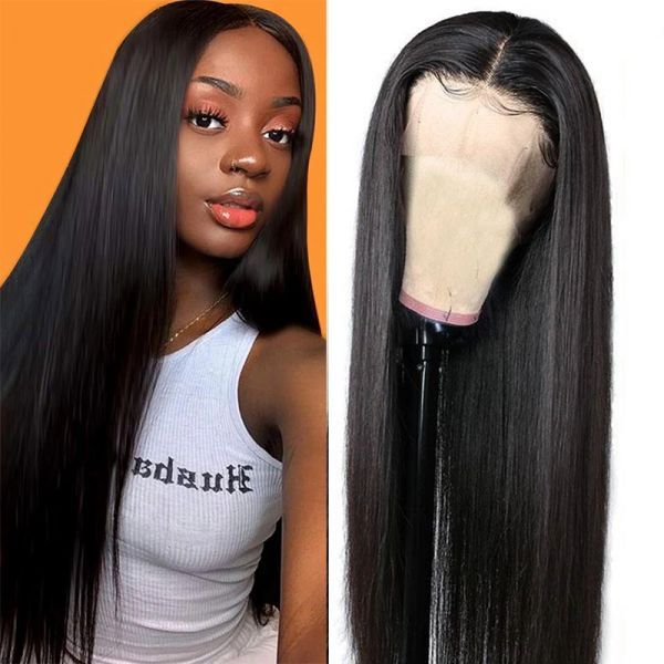 

long straight natural looking hair lace front wig& full lace wig natural color 100% virgin hair 8-24 inch heat resistant, Black;brown