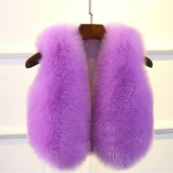 

girls faux fur vests autumn winter 2019 kids warm vest sleeveless solid gray cute fashion outwear children christmas party coats, Blue