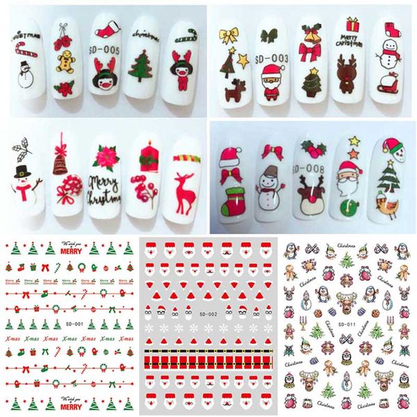 

diy nails art cute christmas 3d nail decals stickers stars christmas style xmas tree santa bell finger beauty wraps