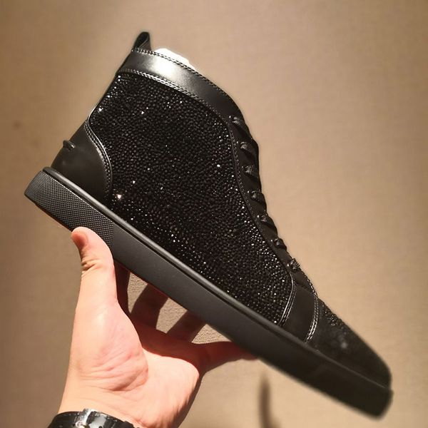 

2020 new red bottoms mens shoes for mens womens shoes spike suede leather platform red bottom fashion casual shoes, Black