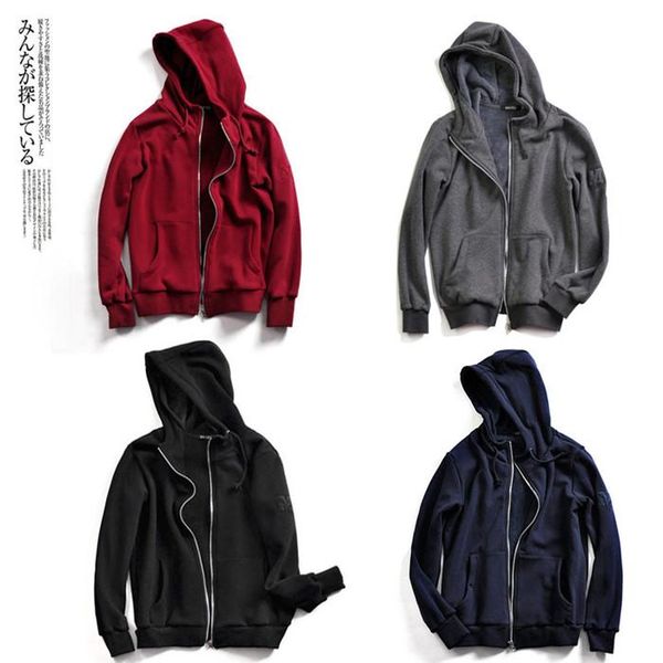 

spring autumn long sleeve fashion zipper solid color sweatshirt mens designer hoodies, Black