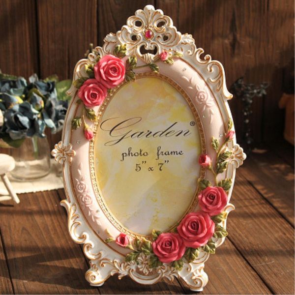

europe vintage picture frame simulation rose flowers p frame home living room decoration resin hand-painted p