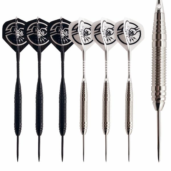 

6 pcs профессиональный белый / черный darts с free case 25g steel tip darts с iron copper barrel для крытый игры спортивные другие гольф про