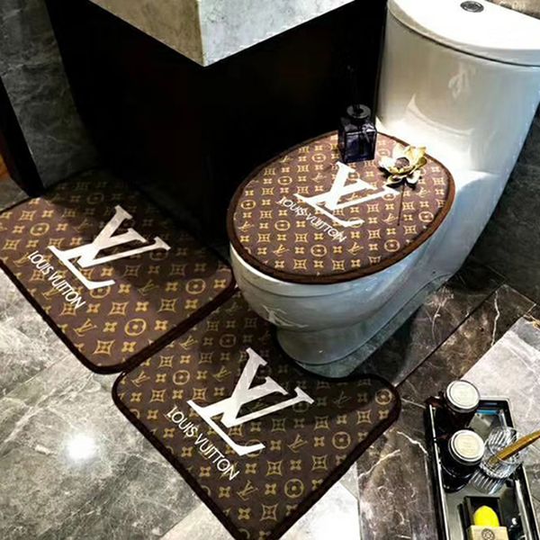 

2019 three piece et bathroom toilet eat three piece fa hion bedroom cry tal velvet door mat thick non lip bathtub toilet eat cu hion