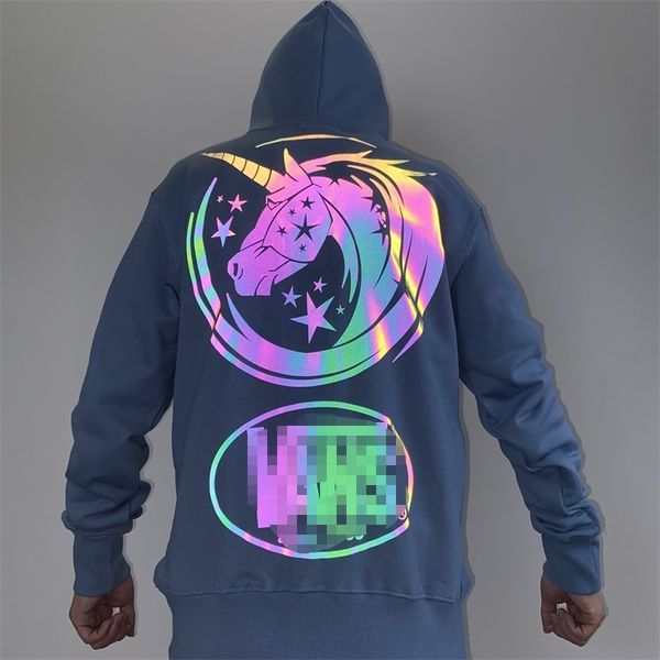 

unicorns trendy men street hoodies hip hip reflective unicorn-patterned men's fall warm hoodies s-2xl 2080509b, Black