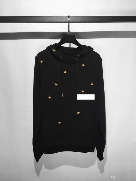 

2018 new fashion brand aureate embroidery line bees hoodies men male long sleeve color hooded sweatshirt mens hoodie casual sportswear, Black
