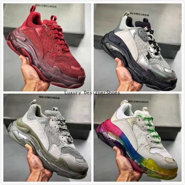 

2019 paris triple s 3.0 fashion casual shoes shoe women combination nitrogen outsole crystal bottom dad casual shoes, Black