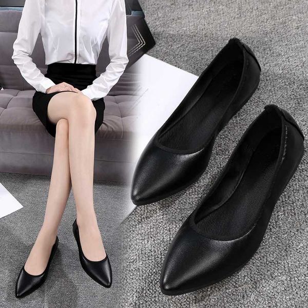 

2020 летние новые мягкие нижние плоские туфли большой размер профессиональные остроконечные одиночные туфли удобная работа, Black