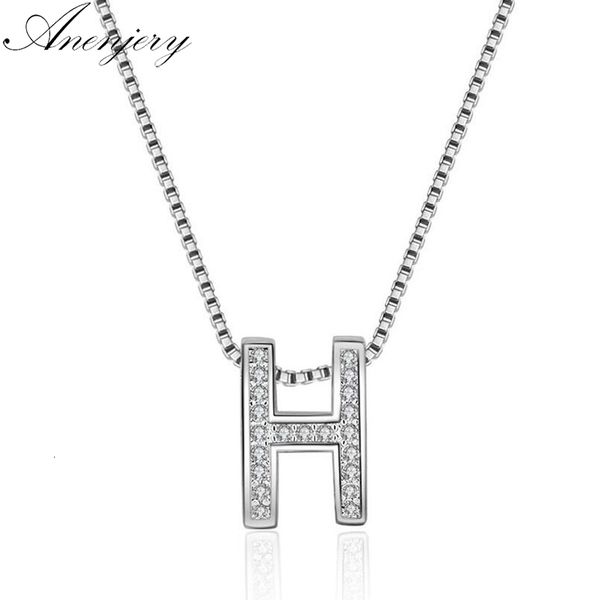 

925 sterling silver necklace mosaic cz zirconia letter h shape pendant necklace for women gift chain choker