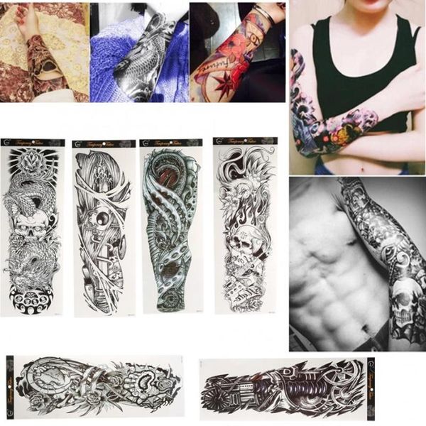 

transfer tattoos 6types women men temporary fake full arm neck body art tattoo transfer sticker decal temporary tattoo sticker