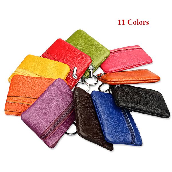

genuine leather coin purse women small wallet change purses mini zipper money bags children's pocket wallets key holder, Red;black