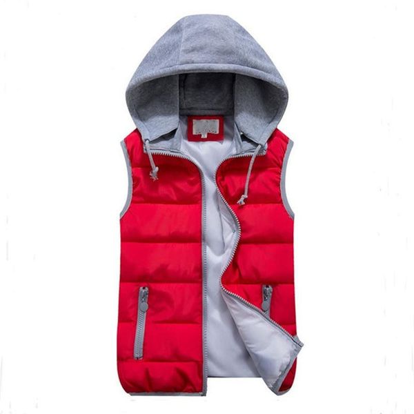 

women sleeveless jacket waistcoat hooded vest removable thicken winter warm slim vest jacket outerwear plus size coat q724, Black;white